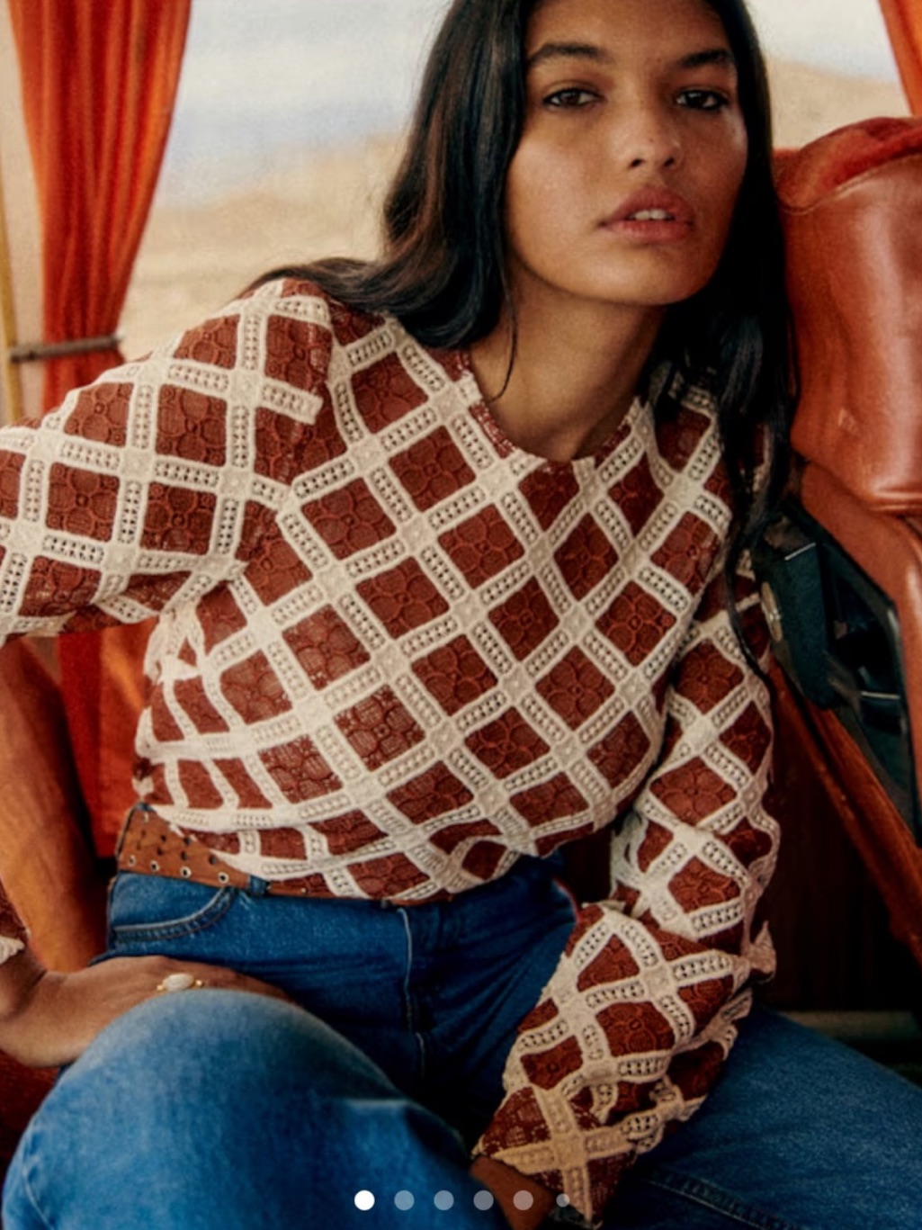 Sezane Jesse Blouse Contrasting Earth Ecru - Size 2 Size 34 Top